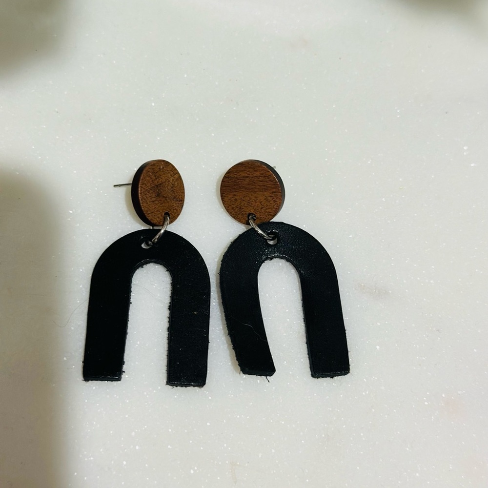 Real leather earrings